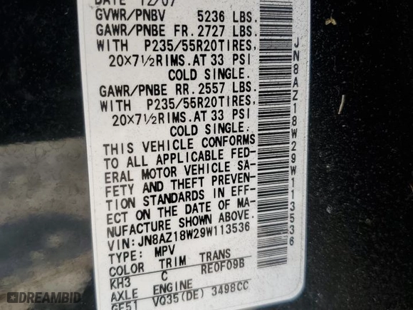 2009 Nissan Murano LE with VIN JN8AZ18W29W113536, listed as a Copart auction lot 49544265 with 192,695 mi miles and Salvage Title. Bid and sale history available at carsss.com. Image 15.