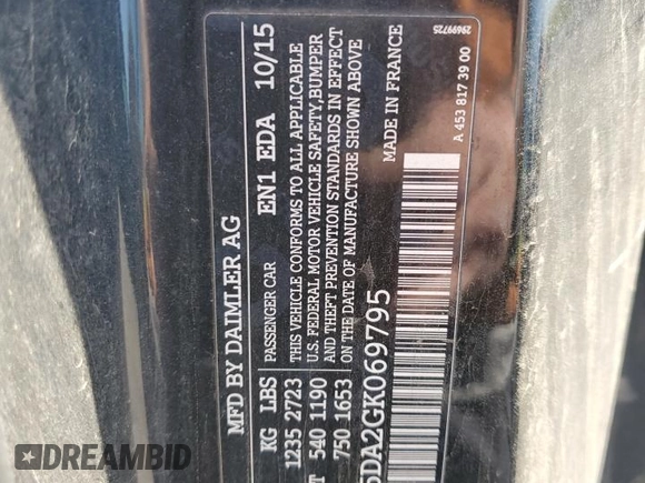 2016 Smart fortwo Passion with VIN WMEFJ5DA2GK069795, listed as a Copart auction lot 55079085 with 153,339 mi miles and Clean Title. Bid and sale history available at DreamBid. Image 12.