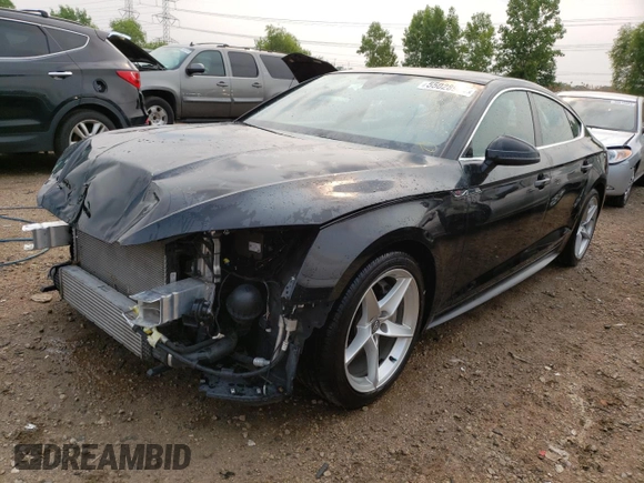 2018 Audi A5 Sportback Premium Plus with VIN WAUENCF57JA127882, listed as a Copart auction lot 55028903 with 52,932 mi miles. Bid and sale history available at carsss.com. Image 1.