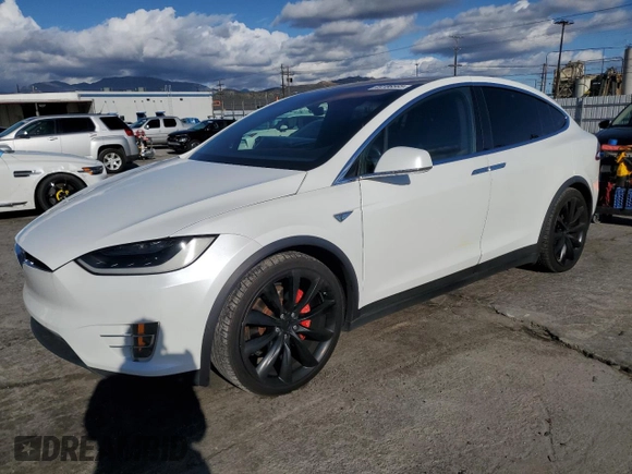 2016 Tesla Model X P90D with VIN 5YJXCBE48GF000255, listed as a Copart auction lot 49186565 with 0 mi miles and Salvage Title. Bid and sale history available at carsss.com. Image 1.