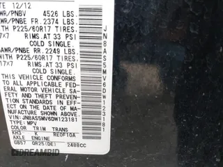 2013 Nissan Rogue SL with VIN JN8AS5MV6DW123181, listed as a IAAI auction lot 41712239 with 122,410 mi miles and . Bid and sale history available at DreamBid. Image 9.