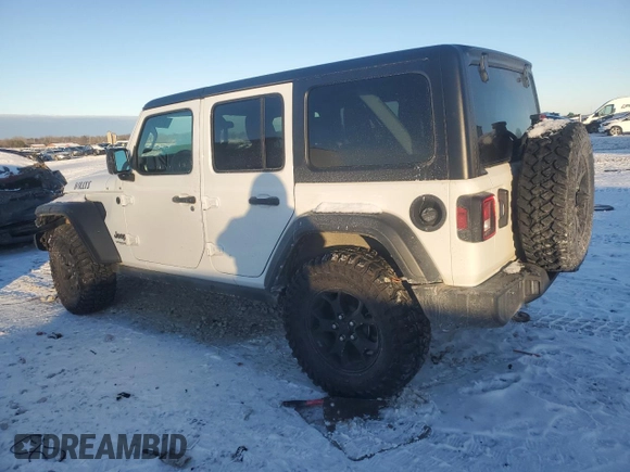 2021 Jeep Wrangler Unlimited Willys with VIN 1C4HJXDN9MW831580, listed as a Copart auction lot 87235714 with 42,442 mi miles and Non Repairable. Bid and sale history available at DreamBid. Image 2.