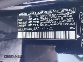 2003 Mercedes-Benz C 230 Kompressor with VIN WDBRN40J43A441720, listed as a IAAI auction lot 41279585 with Not provided miles and . Bid and sale history available at DreamBid. Image 9.