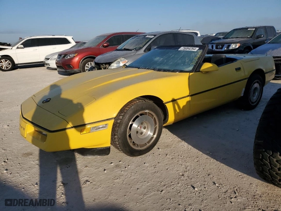 1986 Chevrolet Corvette with VIN 1G1YY6788G5905988, listed as a Copart auction lot 75084264 with 44,985 mi miles and Salvage Title. Bid and sale history available at carsss.com. Image 1.