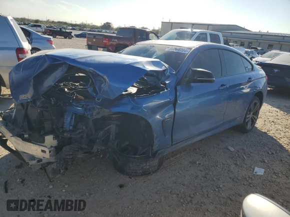 2015 BMW 4 Series 435i xDrive with VIN WBA4B3C56FGV48845, listed as a Copart auction lot 86089704 with 54,626 mi miles and Salvage Title. Bid and sale history available at DreamBid. Image 1.