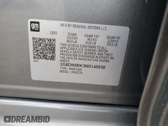 2021 Cadillac CT5 Premium Luxury with VIN 1G6DN5RK3M0146938, listed as a Copart auction lot 76473043 with 15,409 mi miles. Bid and sale history available at carsss.com. Image 12.