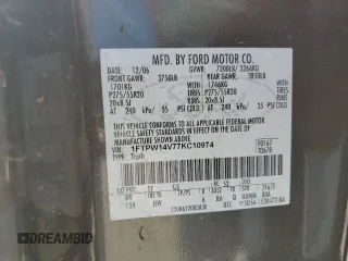2007 Ford F-150 XLT with VIN 1FTPW14V77KC10974, listed as a Copart auction lot 52393455 with 167,297 mi miles and Salvage Title. Bid and sale history available at DreamBid. Image 14.