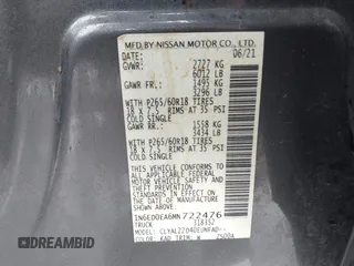 2021 Nissan Frontier SV with VIN 1N6ED0EA6MN722476, listed as a IAAI auction lot 41284313 with 22,476 mi miles and . Bid and sale history available at DreamBid. Image 9.