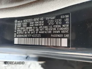 1996 Mercedes-Benz C with VIN WDBHA28E1TF402525, listed as a Copart auction lot 69050504 with 178,492 mi miles and Salvage Title. Bid and sale history available at carsss.com. Image 12.