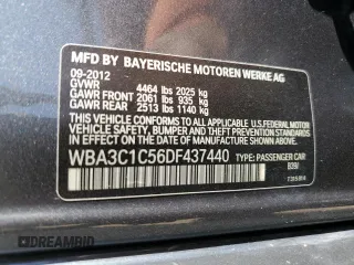 2013 BMW 3 Series 328i with VIN WBA3C1C56DF437440, listed as a Copart auction lot 61389475 with 122,736 mi miles and Salvage title. Bid and sale history available at DreamBid. Image 13.