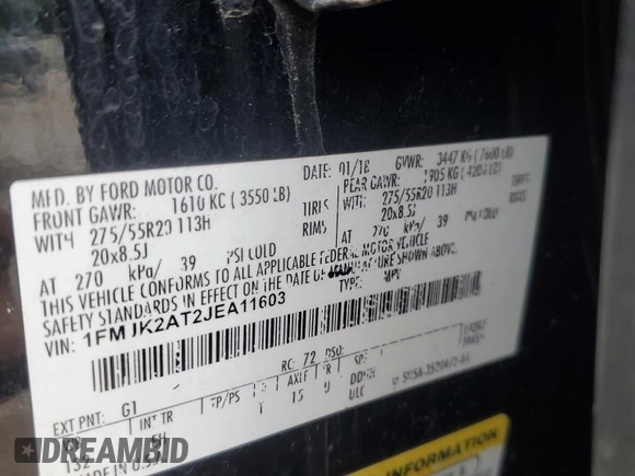 2018 Ford Expedition Max Limited with VIN 1FMJK2AT2JEA11603, listed as a Copart auction lot 61557715 with 154,876 mi miles and Salvage title. Bid and sale history available at DreamBid. Image 14.