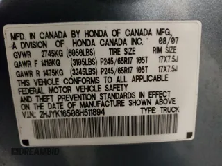 2008 Honda Ridgeline RTL with VIN 2HJYK16508H511894, listed as a Copart auction lot 77176964 with 163,199 mi miles and Non Repairable. Bid and sale history available at carsss.com. Image 14.