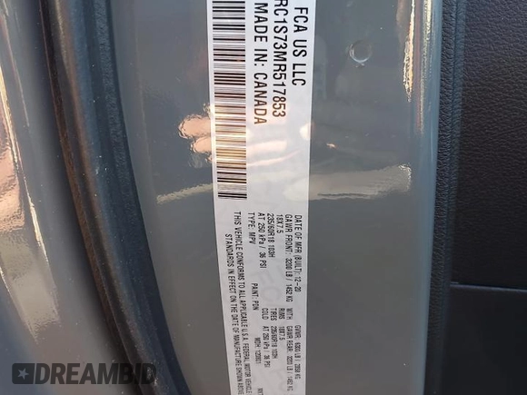 2021 Chrysler Pacifica Hybrid Limited with VIN 2C4RC1S73MR517853, listed as a Copart auction lot 88283675 with 27,900 mi miles and Salvage title. Bid and sale history available at DreamBid. Image 13.