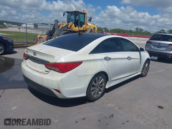 2014 Hyundai Sonata SE with VIN 5NPEC4AC0EH875408, listed as a IAAI auction lot 41913833 with 87,001 mi miles and . Bid and sale history available at DreamBid. Image 4.