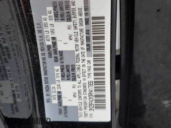 2024 Mazda 3 S Preferred с VIN 3MZBPACM3RM417869, выставлен на аукционе Copart как лот 59881685 с пробегом 22 557 миль миль и На запчасти • Non repairable. История ставок и продаж доступна на DreamBid. Изображение 12.