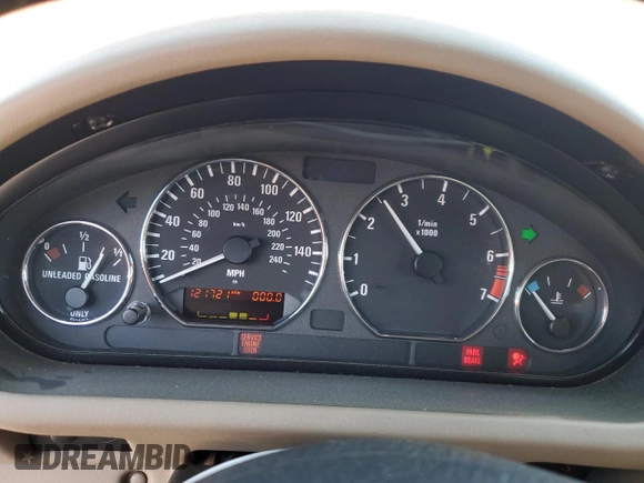 2001 BMW Z3 3.0 with VIN WBACN53451LJ57448, listed as a Copart auction lot 53982215 with 121,721 mi miles and Salvage title. Bid and sale history available at DreamBid. Image 9.