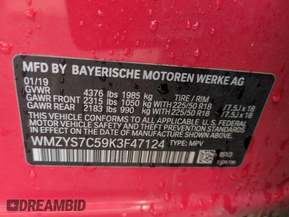 2019 MINI Countryman Cooper z VIN WMZYS7C59K3F47124, wystawiony jako Copart lot #50420185 z przebiegiem 44 932 mil mil oraz Szkoda całkowita • Salvage title. Historia ofert i sprzedaży dostępna na DreamBid. Obrazek 13.