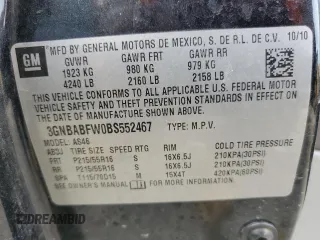 2011 Chevrolet HHR 1LT with VIN 3GNBABFW0BS552467, listed as a Copart auction lot 48947115 with Not Provided miles and Salvage Title. Bid and sale history available at DreamBid. Image 12.