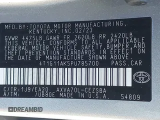 2023 Toyota Camry SE z VIN 4T1G11AK5PU785700, wystawiony jako IAAI lot #41845003 z przebiegiem 21 207 mil mil oraz . Historia ofert i sprzedaży dostępna na DreamBid. Obrazek 9.