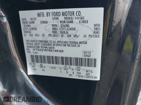2008 Ford F-250 XL с VIN 1FTSX21R78EC45325, выставлен на аукционе IAAI как лот 42511545 с пробегом 157 755 миль миль и . История ставок и продаж доступна на DreamBid. Изображение 9.