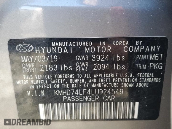 2020 Hyundai Elantra SE z VIN KMHD74LF4LU924549, wystawiony jako Copart lot #42775625 z przebiegiem 66 154 mil mil oraz Szkoda całkowita • Salvage title. Historia ofert i sprzedaży dostępna na DreamBid. Obrazek 12.