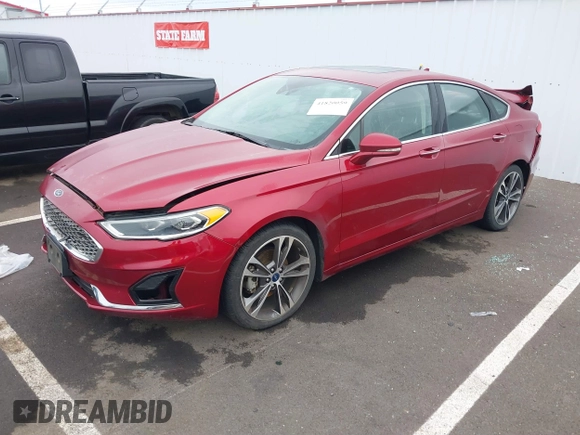 2019 Ford Fusion Titanium with VIN 3FA6P0K98KR179513, listed as a IAAI auction lot 41820059 with 112,155 mi miles. Bid and sale history available at carsss.com. Image 17.
