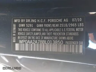 2011 Porsche Panamera with VIN WP0AA2A78BL013850, listed as a IAAI auction lot 42095245 with 104,730 mi miles. Bid and sale history available at carsss.com. Image 9.