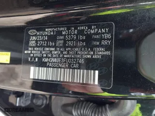 2015 Hyundai Genesis 3.8L with VIN KMHGN4JE3FU032746, listed as a IAAI auction lot 41530007 with 114,430 mi miles. Bid and sale history available at carsss.com. Image 9.