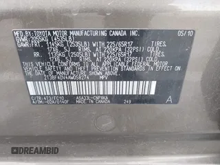 2010 Toyota RAV4 with VIN 2T3BF4DV4AW058274, listed as a IAAI auction lot 41934480 with 125,911 mi miles. Bid and sale history available at carsss.com. Image 9.