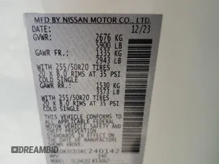 2024 Nissan Pathfinder SL with VIN 5N1DR3CD3RC240142, listed as a Copart auction lot 57849125 with 30,446 mi miles and Salvage title. Bid and sale history available at DreamBid. Image 13.