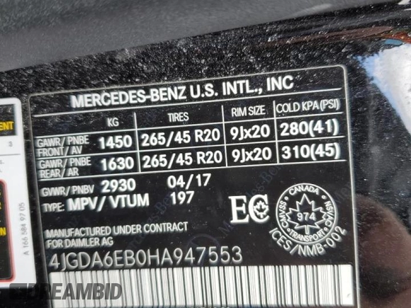 2017 Mercedes-Benz GLE 43 AMG z VIN 4JGDA6EB0HA947553, wystawiony jako Copart lot #50391045 z przebiegiem 113 025 mil mil oraz Czysty tytuł • Clean title. Historia ofert i sprzedaży dostępna na DreamBid. Obrazek 13.