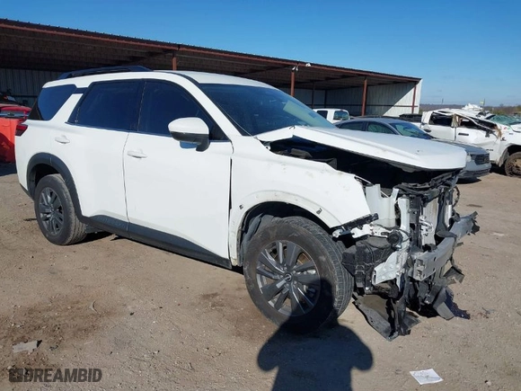 2023 Nissan Pathfinder SV with VIN 5N1DR3BA7PC249611, listed as a IAAI auction lot 41407045 with 35,383 mi miles. Bid and sale history available at carsss.com. Image 1.