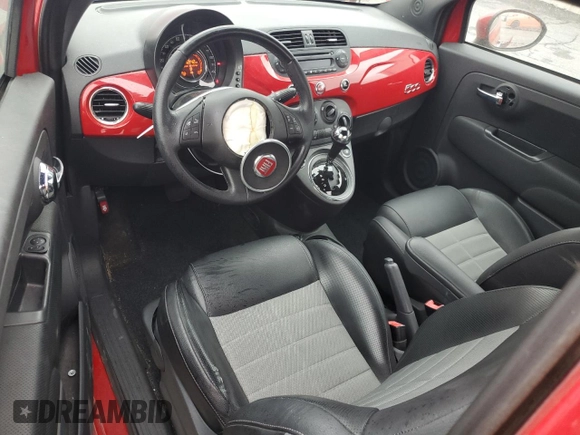 2013 FIAT 500 Sport with VIN 3C3CFFBR5DT599680, listed as a Copart auction lot 50015055 with 62,510 mi miles and Salvage Title. Bid and sale history available at carsss.com. Image 8.