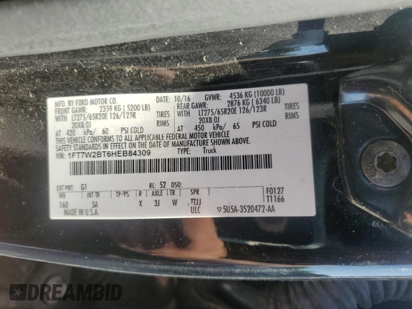 2017 Ford F-250 Lariat z VIN 1FT7W2BT6HEB84309, wystawiony jako Copart lot #57547225 z przebiegiem 150 467 mil mil oraz Szkoda całkowita • Salvage title. Historia ofert i sprzedaży dostępna na DreamBid. Obrazek 12.