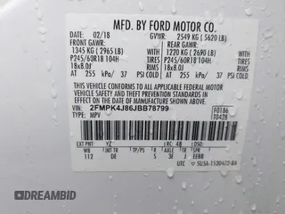 2018 Ford Edge SEL with VIN 2FMPK4J86JBB78799, listed as a IAAI auction lot 42116587 with 81,884 mi miles. Bid and sale history available at carsss.com. Image 9.