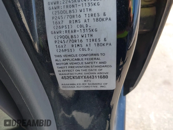 2004 Isuzu Rodeo S с VIN 4S2CK58YX44311680, выставлен на аукционе IAAI как лот 42476361 с пробегом 154 693 миль миль и . История ставок и продаж доступна на DreamBid. Изображение 9.