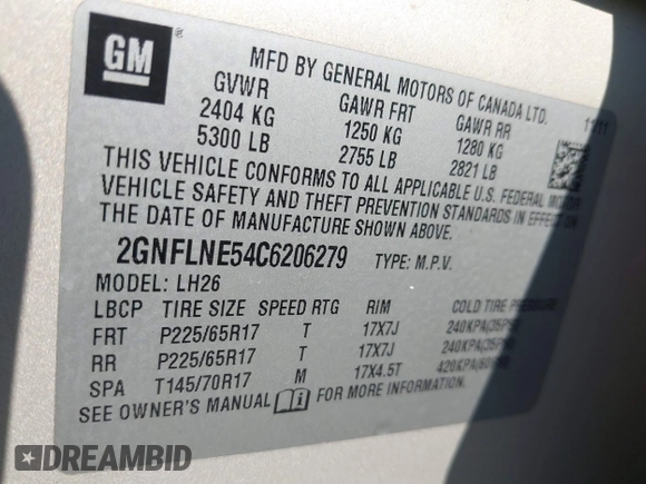 2012 Chevrolet Equinox LT w/2LT with VIN 2GNFLNE54C6206279, listed as a IAAI auction lot 40842383 with 165,125 mi miles. Bid and sale history available at carsss.com. Image 9.