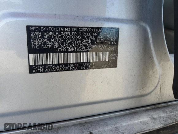 2008 Lexus LS 460 L z VIN JTHGL46F185026449, wystawiony jako Copart lot #46599655 z przebiegiem 179 392 mil mil oraz Szkoda całkowita • Salvage title. Historia ofert i sprzedaży dostępna na DreamBid. Obrazek 14.