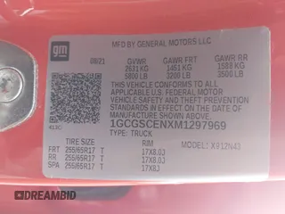 2021 Chevrolet Colorado 2WD LT with VIN 1GCGSCENXM1297969, listed as a IAAI auction lot 42025058 with 24,890 mi miles and . Bid and sale history available at DreamBid. Image 9.