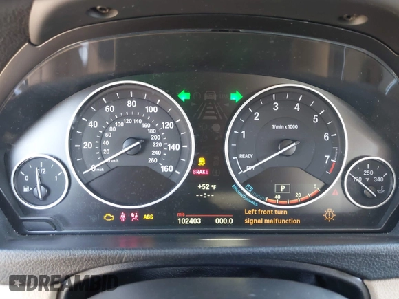 2013 BMW 3 Series 328i with VIN WBA3A5C54DF351332, listed as a IAAI auction lot 41547266 with 102,403 mi miles. Bid and sale history available at carsss.com. Image 7.