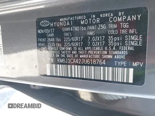 2018 Hyundai Tucson SEL with VIN KM8J3CA42JU618764, listed as a IAAI auction lot 41677046 with 127,980 mi miles. Bid and sale history available at carsss.com. Image 9.