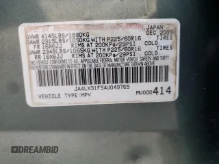 2004 Mitsubishi Outlander LS with VIN JA4LX31F54U049765, listed as a Copart auction lot 62441514 with 211,231 mi miles and Salvage Title. Bid and sale history available at carsss.com. Image 16.