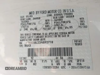 2003 Ford F-150 XL с VIN 1FTRX18L23NB93718, выставлен на аукционе IAAI как лот 42286043 с пробегом 274 079 миль миль и . История ставок и продаж доступна на DreamBid. Изображение 9.