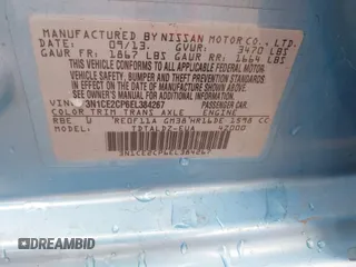 2014 Nissan Note SV с VIN 3N1CE2CP6EL384267, выставлен на аукционе IAAI как лот 41777320 с пробегом 111 444 миль миль и . История ставок и продаж доступна на DreamBid. Изображение 9.