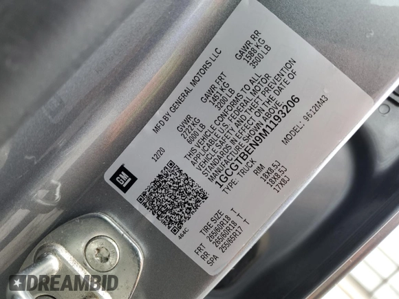 2021 Chevrolet Colorado 4WD Work Truck with VIN 1GCGTBEN9M1193206, listed as a Copart auction lot 82098144 with 66,122 mi miles and Salvage title. Bid and sale history available at DreamBid. Image 13.