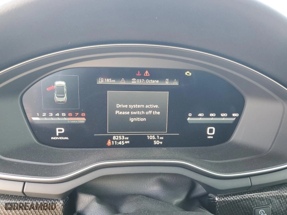 2020 Audi S5 Cabriolet Premium Plus with VIN WAUW4GF57LN004240, listed as a Copart auction lot 80344654 with 8,253 mi miles and Salvage Title. Bid and sale history available at carsss.com. Image 9.