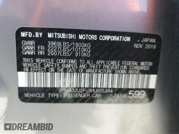 2017 Mitsubishi Lancer ES with VIN JA32U2FU3HU005344, listed as a Copart auction lot 63081494 with 138,290 mi miles and Clean Title. Bid and sale history available at carsss.com. Image 12.