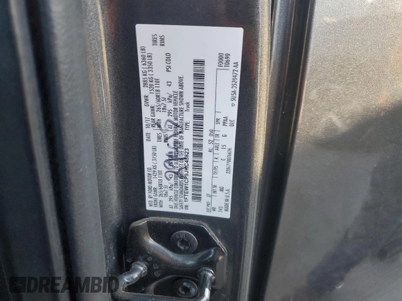2018 Ford F-150 XL с VIN 1FTEW1CP9JKC48823, выставлен на аукционе Copart как лот 54074485 с пробегом 73 873 миль миль и Списание • Salvage title. История ставок и продаж доступна на DreamBid. Изображение 13.