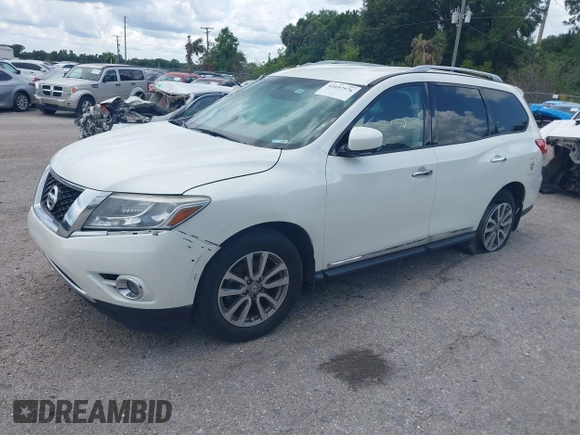 2015 Nissan Pathfinder SV with VIN 5N1AR2MN0FC707145, listed as a IAAI auction lot 41697576 with 104,252 mi miles and . Bid and sale history available at DreamBid. Image 2.