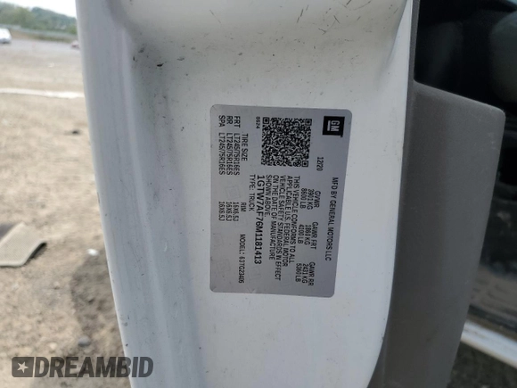 2021 GMC Savana Cargo z VIN 1GTW7AF76M1181413, wystawiony jako Copart lot #55313815 z przebiegiem Nie podano mil oraz Szkoda całkowita • Salvage title. Historia ofert i sprzedaży dostępna na DreamBid. Obrazek 12.